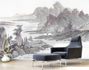 beibehang Personalizado nuevo Chino pintado a mano simple y elegante en blanco y negro fengshui tinta paisaje en la pintura decorativa