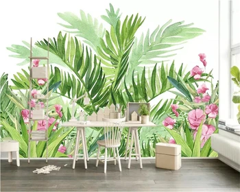 Beibehang un fondo de pantalla Personalizado en 3d mural minimalista moderno fresco de la selva de la planta de hoja de plátano mural jardín, sofá fondo de papel de pared