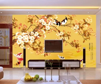 beibehang un fondo de pantalla Personalizado en 3D a gran escala de los murales de pintura de trazos de flores y de pájaros TV telón de fondo de la sala de estar dormitorio 3d fondo de pantalla
