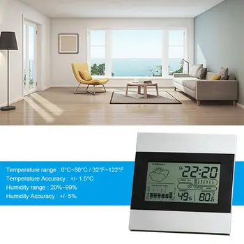 Cubierta reloj Electrónico reloj de Alarma de la Temperatura de la Habitación del Reloj de Humedad Medidor Termómetro Digital Termo-Higrómetro
