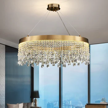 De lujo araña de cristal para la sala de estar de la luz de oro de la suspensión de la lámpara de la decoración del hogar dormitorios brillo regulable luz cálida moderno