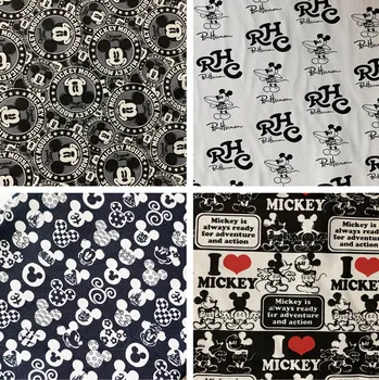 Disney Mickey Tejidos de Lienzo de Algodón Grueso de BRICOLAJE Textiles para el Hogar funda de Almohada Mantel de Mascotas Ropa de Costura Tissus Telas