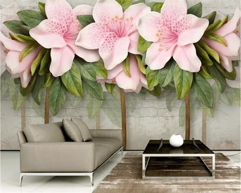 Fondo de pantalla personalizado para Casa Decorativa Mural 3d 3d Alivio de la Rosa de la Flor de la Hoja de Ladrillo de la Pared de la TV Fondo Pared mural 3d fondo de pantalla Beibehang