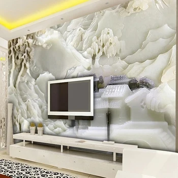 Fotos personalizadas al Estilo Chino 3D en Relieve Talla del Jade Paisaje Mural de papel pintado para la Sala de estar Sofá TV de Fondo de la Pared Decoración del Hogar