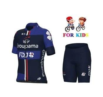 KID'S 2023 GROUPAMA FDJ EQUIPO de Niños Maillot de Manga Corta Ropa ciclismo Con pantalones Cortos Ropa Ciclismo