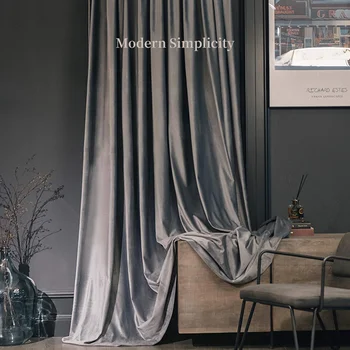 Moderno, de Lujo Europeos Cortinas para la Sala de estar del Dormitorio de Color Sólido Multi-color Personalizado Engrosada holandés Cortina de Terciopelo