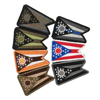NOS Ohio Bandera de Gancho y Bucle de Parche Personalizado en 3D Insignias Bordadas para al aire libre Mochila Abrigo de las Etiquetas de los Militares de la Moral de los Brazaletes de Apliques