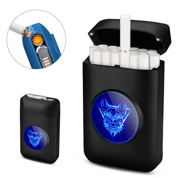 Pantalla LED de Cigarrillos de la Caja de Almacenamiento USB a prueba de viento Encendedor Eléctrico Tobaco Caso de que el Titular de Fumar Herramienta Impermeable Cero Resistir