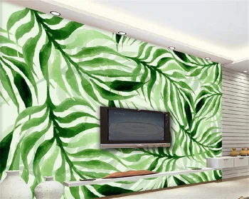 Papel de parede un fondo de pantalla personalizado verde pequeño de hojas frescas salón de TV de fondo de la pared de la pintura decorativa mural papier peint