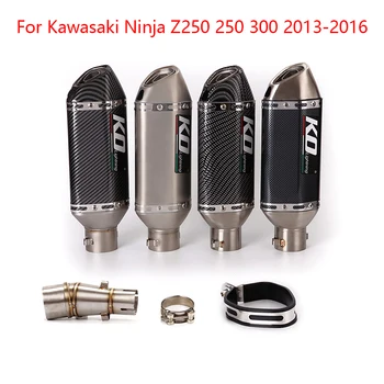 Para Kawasaki Ninja Z250 250 300 2013-2016 de Escape de Motocicletas Medio Tubo de conexión Conecte el Tubo de Deslizamiento Sobre 51 mm Silenciador de Acero Inoxidable