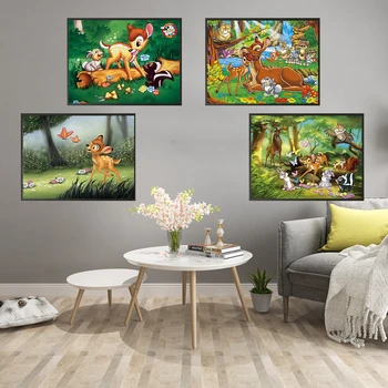 Pintura al óleo Por el Número de Disney Bambi Animales de dibujos animados DIY Pintados a Mano Lienzo de Pintura Por el Número de la Decoración del Hogar, Regalos