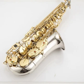 Profesional de latón blanco de pinzas de tubo de órgano gold teclas de saxofón alto 037 personalizado instrumento musical