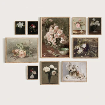 Retro de la Pintura francesa de la Flora de la Vendimia de carteles y Grabados de estilo Victoriano Aún la Vida de la Flor de Rose Lienzo de Pintura Decoraiton Sala de estar