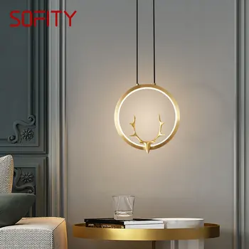 SOFITY Contemporáneo de Cobre Colgante de Iluminación LED de 3 Colores de Latón de Oro Colgando de la Lámpara de Lujo Creativa Decoración para el Hogar Dormitorio