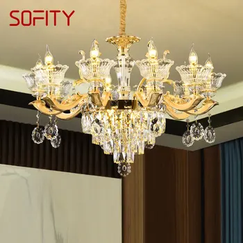 SOFITY Modernas Lámparas de araña de Cristal de la Lámpara de Oro de Lujo de la Vela del LED Colgante de los Accesorios de iluminación para el Hogar Sala de estar Dormitorio Decoración