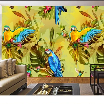 wellyu papel de parede HD estética del Sudeste Asiático estilo retro pintado a mano de flores y de pájaros decorativos de pintura de murales