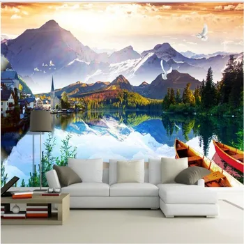 wellyu Personalizados de gran fresco de estilo Europeo lago reflexión TV telón de fondo ambiental de papel pintado papel de parede para quarto