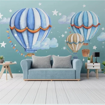 wellyu Personalizados gran mural de estilo moderno minimalista pintado a mano de los niños de la sala de globo de aire caliente de dibujos animados mural de papel pintado