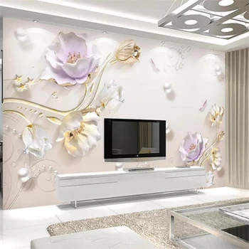 wellyu un fondo de pantalla Personalizado en 3D de la joyería de alivio de Papel de parede simple de la moda de nueva Chino tulip salón de TV de fondo de papel de pared