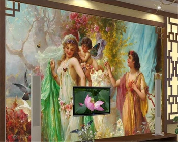 wellyu un fondo de pantalla Personalizado en 3d terrazas paisaje pintura al óleo Hotel pared de fondo de la belleza del jardín del ángel de la belleza del carácter de fondo de pantalla